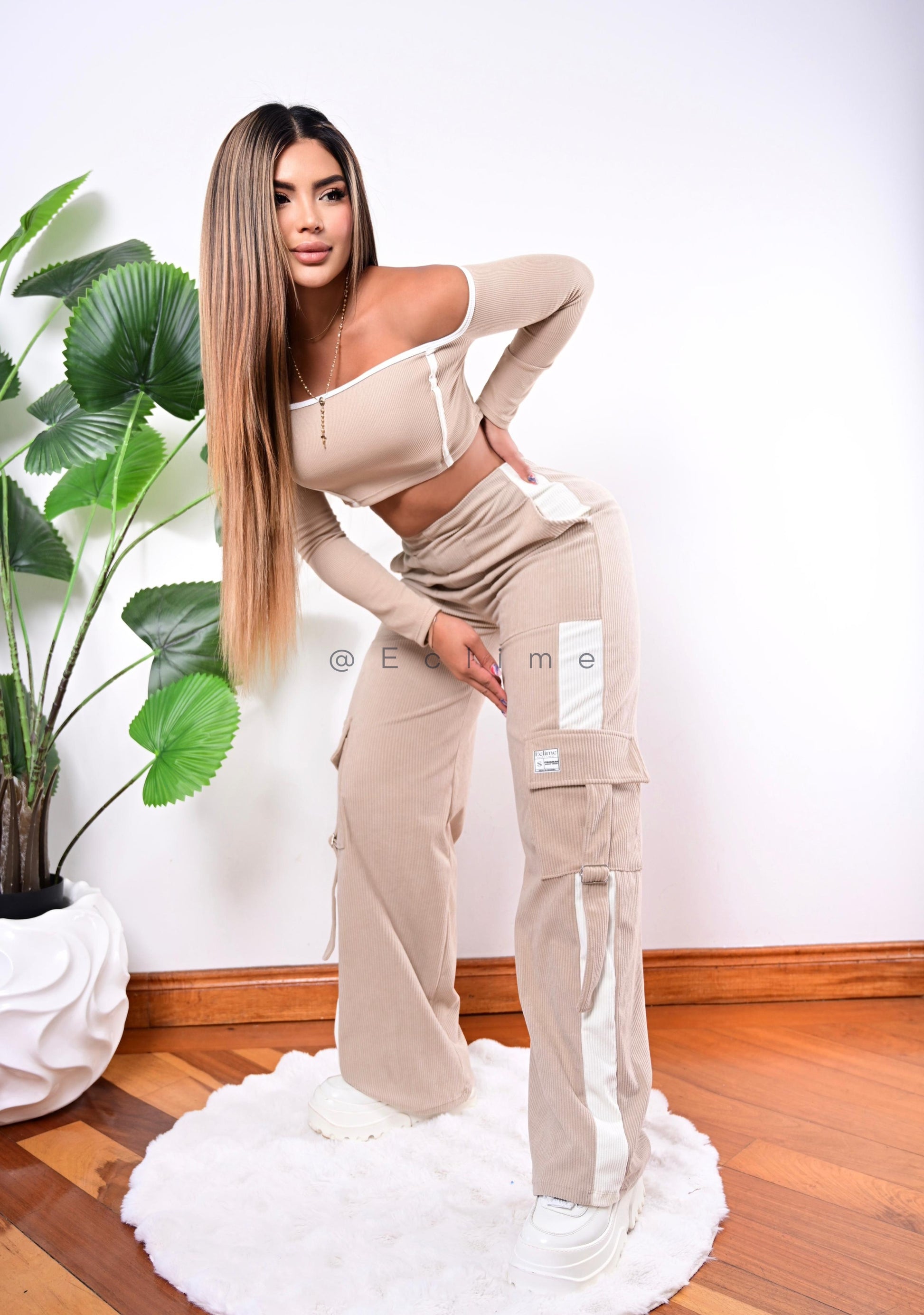Pantalón Bicolor - Humo