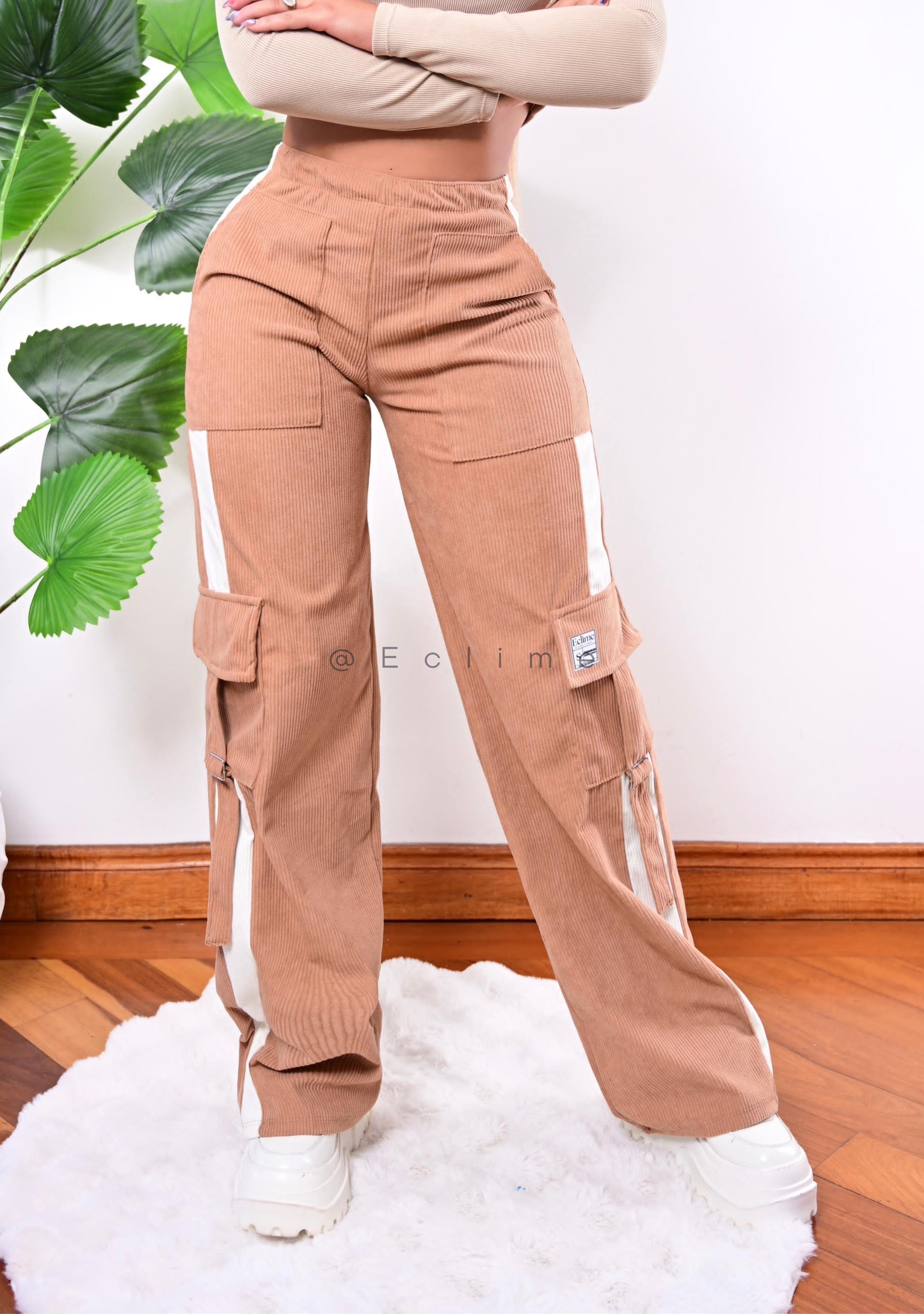 Pantalón Bicolor - Almendra